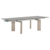 71" - 107" Smoked Gray Glass Conference Table with Natural Gray Ash Legs