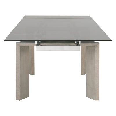 71" - 107" Smoked Gray Glass Conference Table with Natural Gray Ash Legs