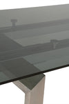 71" - 107" Smoked Gray Glass Conference Table with Natural Gray Ash Legs