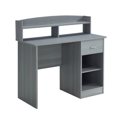 41" Desk with Raised Shelf & Underdesk Storage in Gray