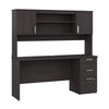 65" Charcoal Maple Desk with Hutch