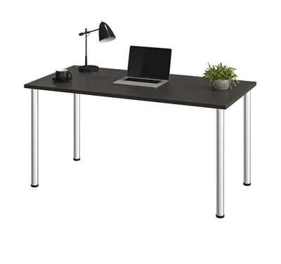 Modern Premium 60" Office Desk with Deep Gray Top & Silver Legs