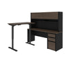 Modern Antigua and Black Desk & Hutch with Included Height Adjustable Desk
