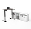 48" Bark Gray Standing Desk with White Credenza