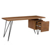 64" Modern Desk with Solid Acacia Top & Iron Legs