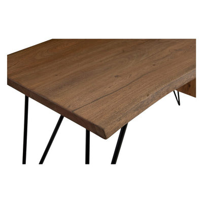 64" Modern Desk with Solid Acacia Top & Iron Legs