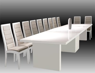 Modern White Lacquer Conference Table with Extensions to 167" W