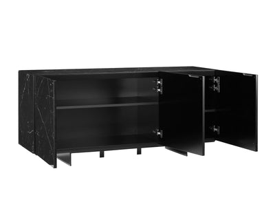 59" Black Marbled Glass Credenza