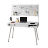 47" White Modern Desk with Built-in Whiteboard