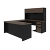 71" Executive U-Shaped Desk with File Drawers and Hutch in Antigua and Black
