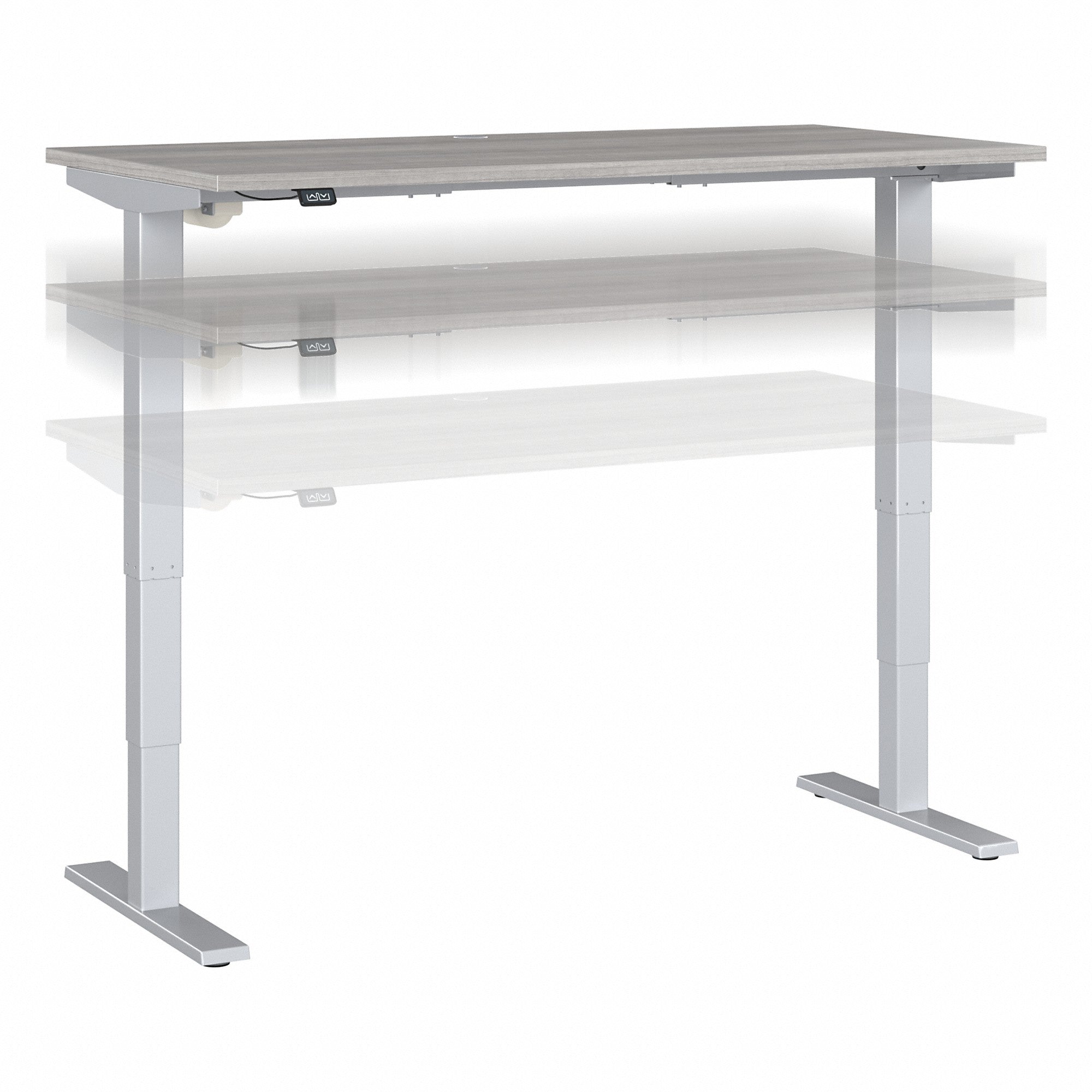 60" Broad Adjustable Standing Desk in Platinum Gray/Metallic