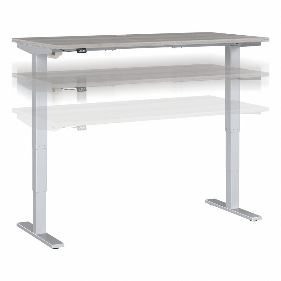 60" Broad Adjustable Standing Desk in Platinum Gray/Metallic