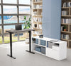 48" Bark Gray Standing Desk with White Credenza