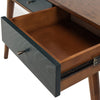 Sleek 48" Navy & Pecan Three-Drawer Writing Desk