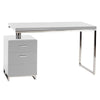 White Lacquer & Chromed 47" Executive Office Desk with Drawers