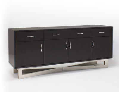 Modern 84 - 123" High Gloss Gray Oak Conference Table with Optional Credenza