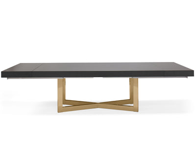 Modern 84 - 123" High Gloss Gray Oak Conference Table with Gold Base