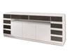 79" White Lacquer & Gray Mirrored Credenza