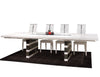 White Lacquer Conference Table with Inlaid Glass & Gray Mirrored Legs