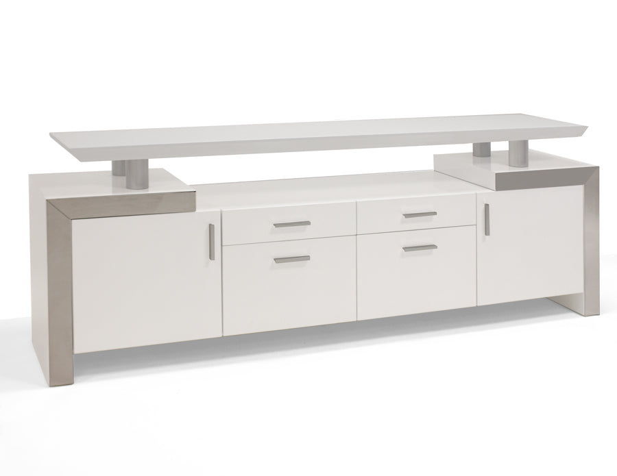 Uber Modern White Lacquer L-shaped Desk