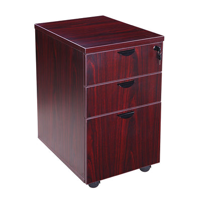 3-Drawer Mahogany Mobile File Cabinet