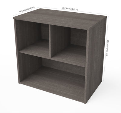 30" Small Bookcase in Bark Gray with Three Storage Compartments