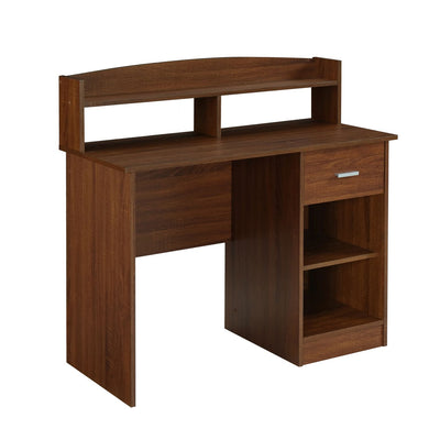 41" Desk with Raised Shelf & Underdesk Storage in Oak