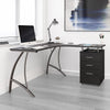 59" Curved L-Desk in Espresso with Locking File