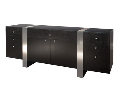 Premium Modern Executive Desk in Wenge & Brushed Aluminum Laminate