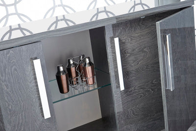 Classic Gray Birch High Gloss Storage Credenza