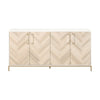 71" Herringbone & White Storage Credenza with Brushed Brass Accents