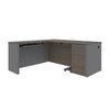 Bark Gray and Slate Premium Single-Pedestal L-shaped Desk