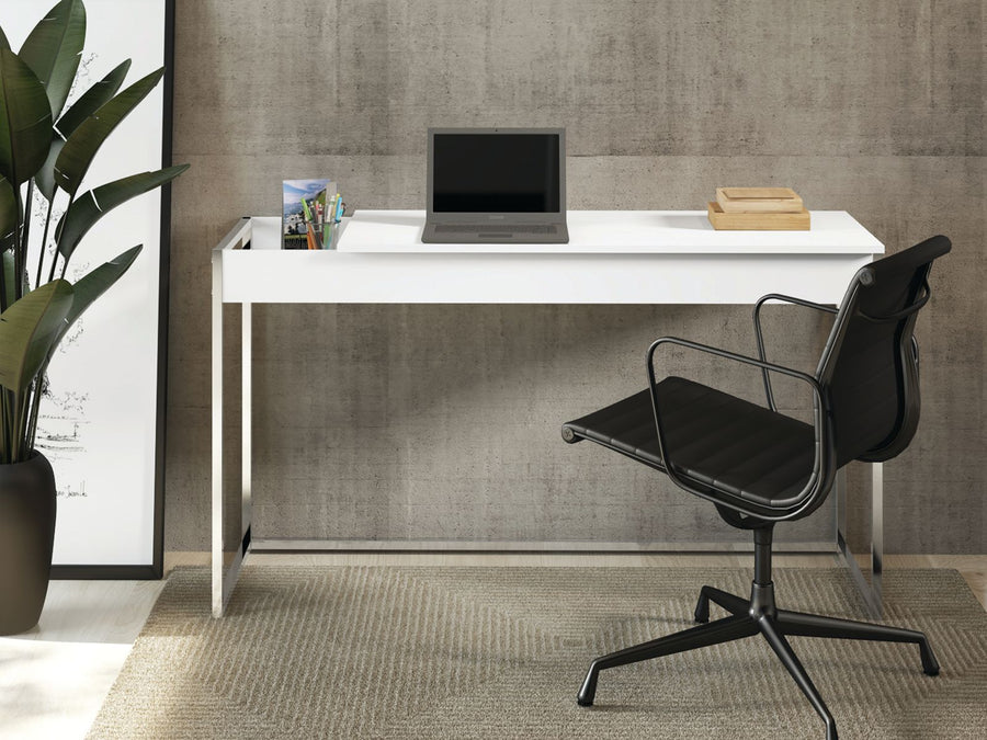 53" White Modern Desk with Flip Top