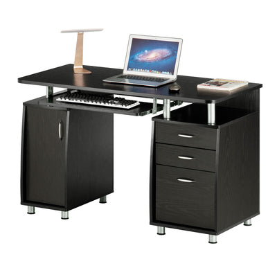 48" Espresso Woodgrain Desk with Curved Cabinets