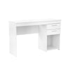 48" White Corner Desk with Built-in File