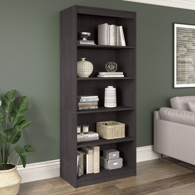 30" 5 Shelf Bookcase in Charcoal Maple