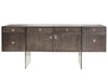 72" Modern Washed Gray Credenza with Glass Legs & Two File Drawers