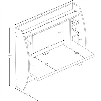 Modern 42" Black Floating Wall Mounted Desk