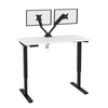 48" Adjustable Desk with Twin Monitor Support in White & Black
