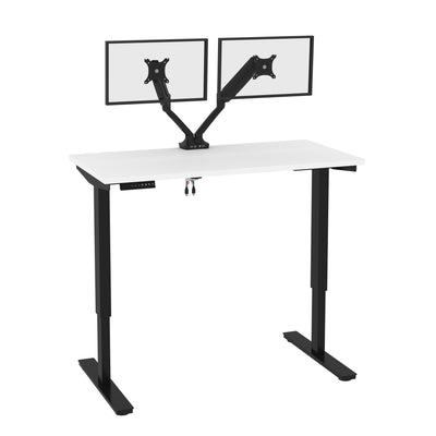 48" Adjustable Desk with Twin Monitor Support in White & Black