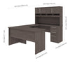 60" U-Shaped or L-Shaped Desk with Extra Storage in Bark Gray