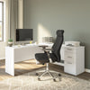 65" Brilliant White L-Shaped Desk with Drawers