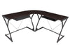 L-shaped Desk with Solid Wood Top in Mocha Walnut & Storage