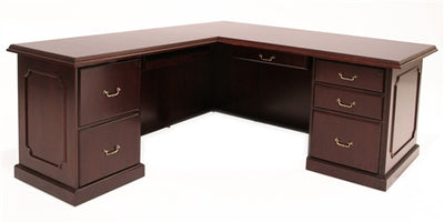 Prestige L-shaped Corner Veneer Desk in Mahogany
