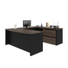 Premium U-shaped Desk in Antigua & Black with Oversized File Drawers