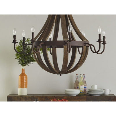 Charming Wood & Iron Hanging Pendant Lamp
