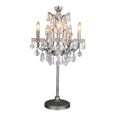 Chandelier-Style Iron Tabletop Office Lighting w/ Glass Prisms