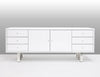 79" Modern White Lacquer & Chrome Credenza