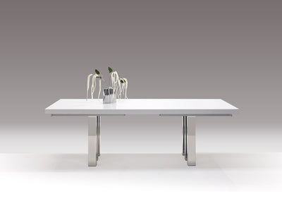 White Lacquer & Chrome Modern Conference Table (94" - 134" W)