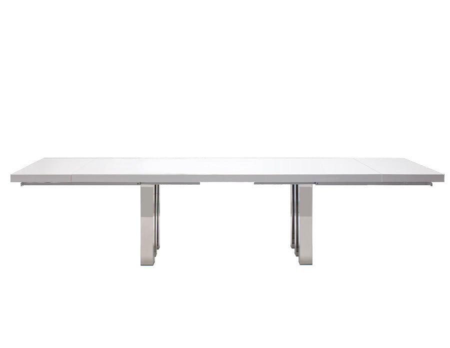 White Lacquer & Chrome Modern Conference Table (94" - 134" W)